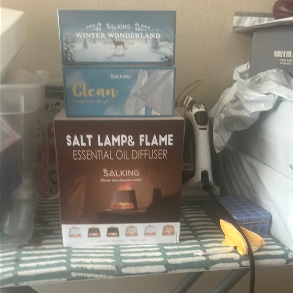 Brown Salt Lamp & Flame Essential Oil Diffuser